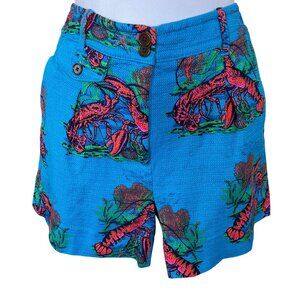 J. Crew Re-Imagined Lobster Print Grasscloth Slash & Welt Pockets 4in Shorts 2